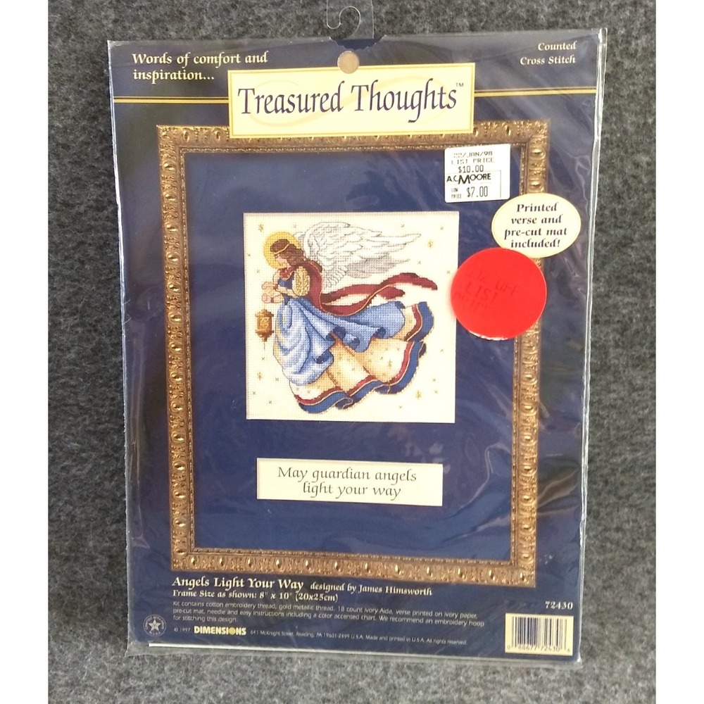 Dimensions Counted Cross Stitch Kit 1997 Guardian Angel Treasured Thoughts 72430